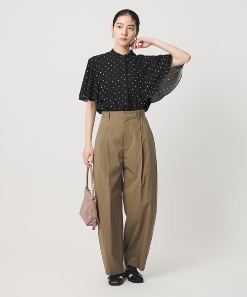 WEB限定】ドット フリルスリーブブラウス ウォッシャブル（シャツ