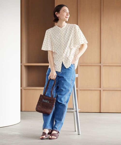 BEAUTY&YOUTH UNITED ARROWS(ビューティーアンドユースユナイテッドアローズ)の「【WEB限定】ドット フリルスリーブブラウス ウォッシャブル(シャツ/ブラウス・レディース・オフホワイト/ブラック/ライム・FREE)」の6枚目の写真