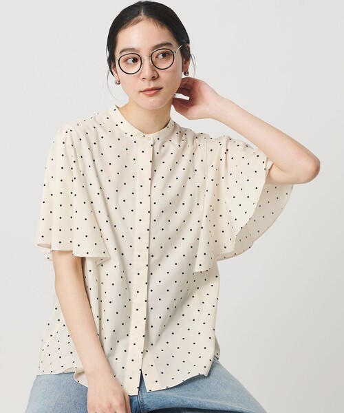 BEAUTY&YOUTH UNITED ARROWS(ビューティーアンドユースユナイテッドアローズ)の「【WEB限定】ドット フリルスリーブブラウス ウォッシャブル(シャツ/ブラウス・レディース・オフホワイト/ブラック/ライム・FREE)」の8枚目の写真