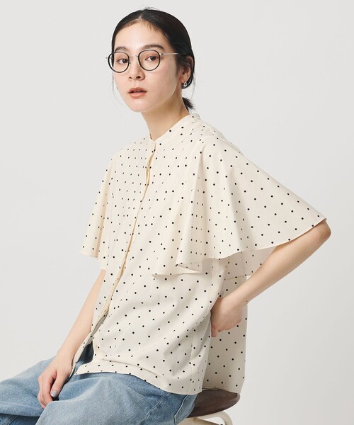 BEAUTY&YOUTH UNITED ARROWS(ビューティーアンドユースユナイテッドアローズ)の「【WEB限定】ドット フリルスリーブブラウス ウォッシャブル(シャツ/ブラウス・レディース・オフホワイト/ブラック/ライム・FREE)」の9枚目の写真