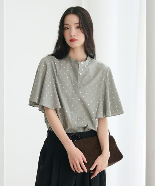 BEAUTY&YOUTH UNITED ARROWS(ビューティーアンドユースユナイテッドアローズ)の「【WEB限定】ドット フリルスリーブブラウス ウォッシャブル(シャツ/ブラウス・レディース・オフホワイト/ブラック/ライム・FREE)」の12枚目の写真