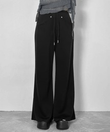 【接触冷感/全骨格〇】ステッチデザインストレッチスウェットフレアパンツ