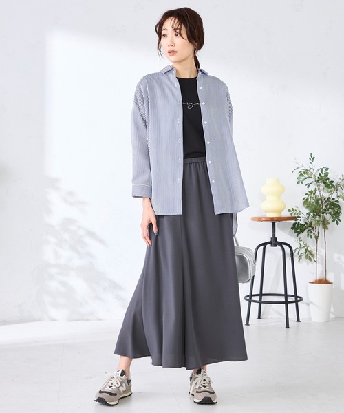 GALLORIA(ギャローリア)の「ストライプ柄バンドカラーシャツ(シャツ/ブラウス・レディース・ブルー/ライトピンク/ネイビー・S/M/LL/L)」の6枚目の写真