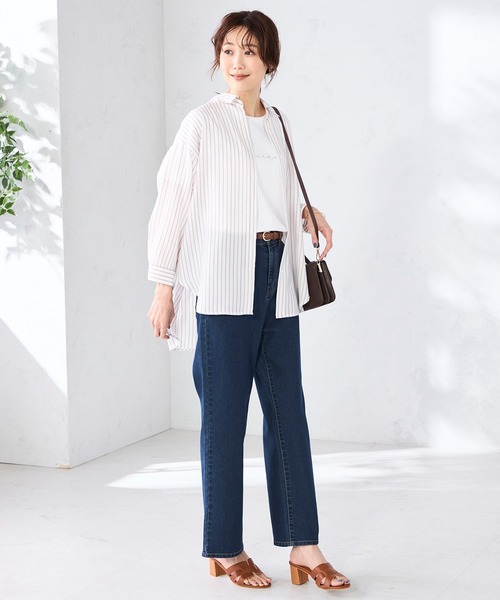 GALLORIA(ギャローリア)の「ストライプ柄バンドカラーシャツ(シャツ/ブラウス・レディース・ブルー/ライトピンク/ネイビー・S/M/LL/L)」の14枚目の写真
