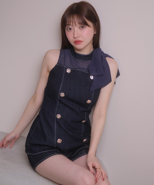 LIPSERVICE(リップサービス)の「ダブルボタンノースリトップス(シャツ/ブラウス・レディース・アイボリー/ブルー系その他2/ブラック/ネイビー・FREE)」の5枚目の写真