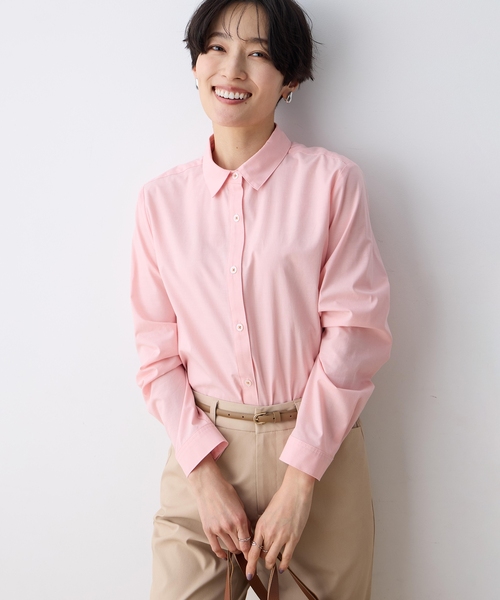 DECOY SINCE 1981（デコイシンスイチキュウハチイチ）の「レギュラーカラーシャツブラウス【綿100％・シワになりにくい】（シャツ/ブラウス・レディース・ブルー/ピンク/ネイビー・9号/11号/13号/15号/17号）」の4枚目の写真