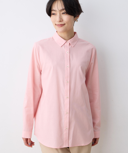 DECOY SINCE 1981（デコイシンスイチキュウハチイチ）の「レギュラーカラーシャツブラウス【綿100％・シワになりにくい】（シャツ/ブラウス・レディース・ブルー/ピンク/ネイビー・9号/11号/13号/15号/17号）」の5枚目の写真