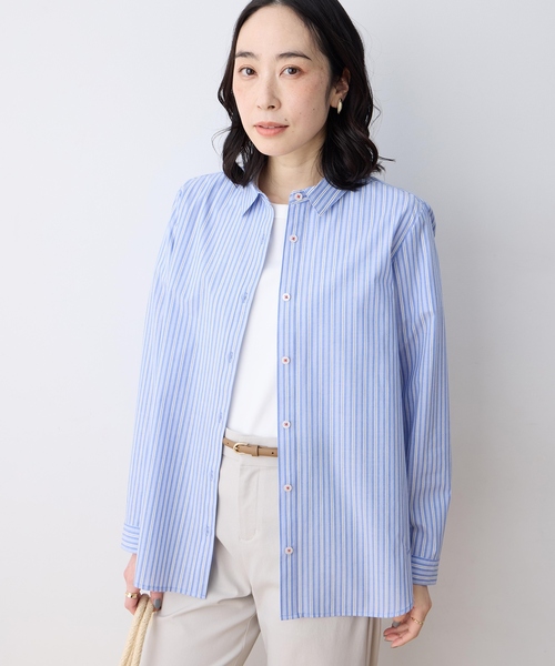 DECOY SINCE 1981（デコイシンスイチキュウハチイチ）の「レギュラーカラーシャツブラウス【綿100％・シワになりにくい】（シャツ/ブラウス・レディース・ブルー/ピンク/ネイビー・9号/11号/13号/15号/17号）」の8枚目の写真