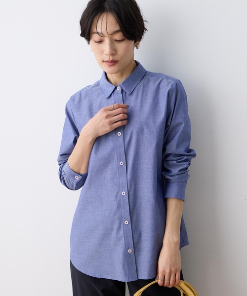 DECOY SINCE 1981（デコイシンスイチキュウハチイチ）の「レギュラーカラーシャツブラウス【綿100％・シワになりにくい】（シャツ/ブラウス・レディース・ブルー/ピンク/ネイビー・9号/11号/13号/15号/17号）」の9枚目の写真