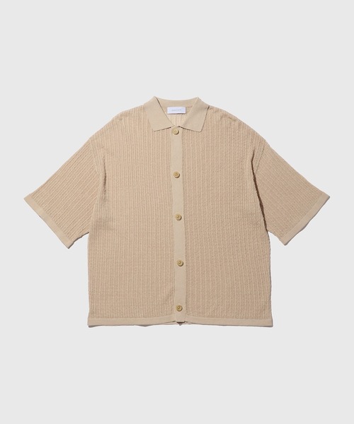 ADAM ET ROPE'(アダムエロペ)の「ペーパーミックス シアーニット シャツ カーディガン / ロングシーズン着用可能(カーディガン/ボレロ・メンズ・ブラック/ベージュ系その他/チャコールグレー・L/M)」の1枚目の写真