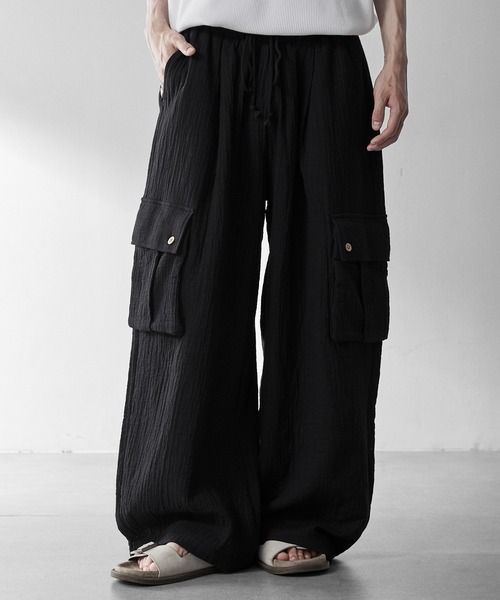 RUUBON（ルーボン）の「【RUUBON】soft texture cargo pants  /  ソフトテクスチャーカーゴパンツ（カーゴパンツ・メンズ・ブラック/カーキ・S/L/M）」の4枚目の写真