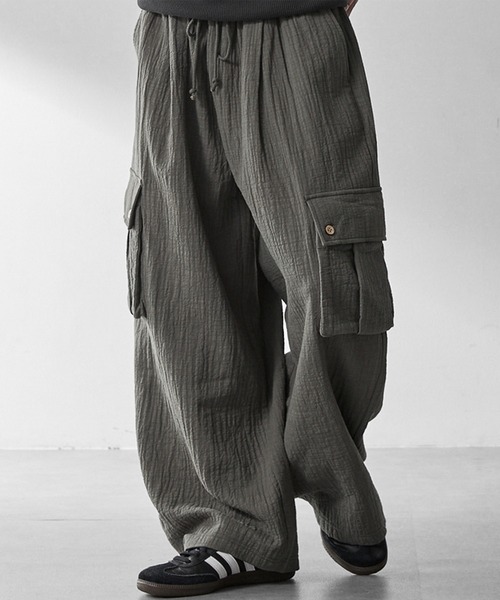 RUUBON（ルーボン）の「【RUUBON】soft texture cargo pants  /  ソフトテクスチャーカーゴパンツ（カーゴパンツ・メンズ・ブラック/カーキ・S/L/M）」の9枚目の写真