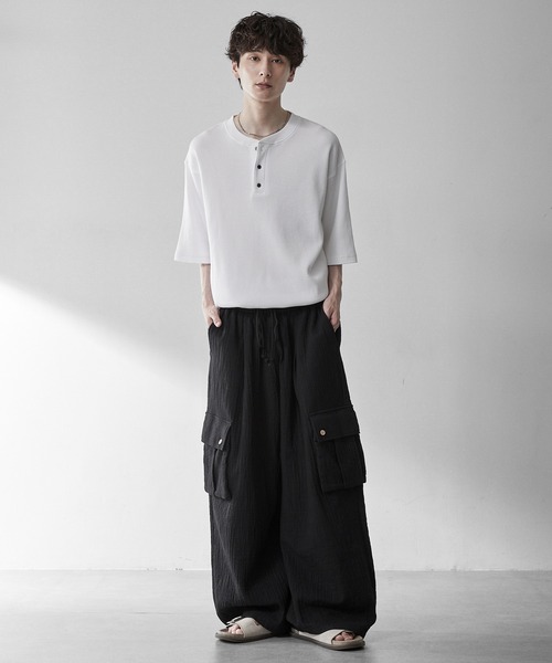 RUUBON（ルーボン）の「【RUUBON】soft texture cargo pants  /  ソフトテクスチャーカーゴパンツ（カーゴパンツ・メンズ・ブラック/カーキ・S/L/M）」の13枚目の写真