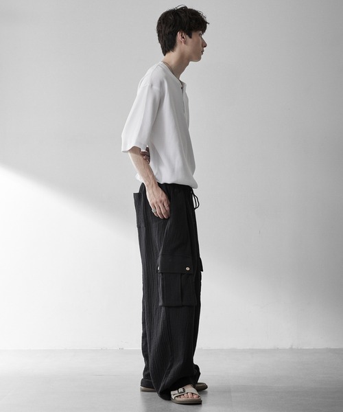 RUUBON（ルーボン）の「【RUUBON】soft texture cargo pants  /  ソフトテクスチャーカーゴパンツ（カーゴパンツ・メンズ・ブラック/カーキ・S/L/M）」の14枚目の写真