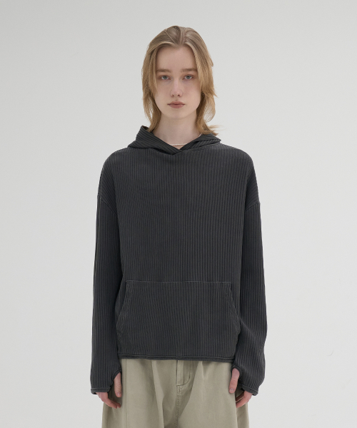 NOUN(ノウン)の「ribbed hooded t-shirts (charcoal)(パーカー・メンズ・その他・1/2)」の1枚目の写真