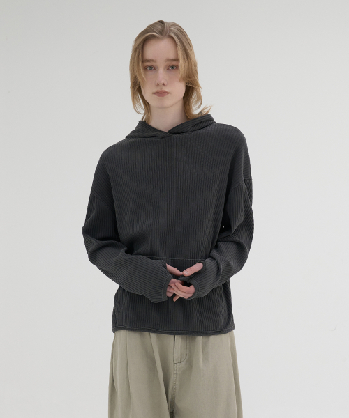 NOUN(ノウン)の「ribbed hooded t-shirts (charcoal)(パーカー・メンズ・その他・1/2)」の3枚目の写真