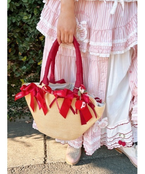 ピンクハウス♡今季カゴバッグ♡新品未使用品タグ付き♡日曜日迄のお値引 セール】PINK HOUSE｜ピンクハウスのかごバッグ（レッド/赤色系・A4