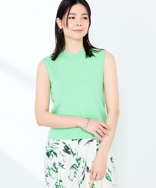 NOLLEY’S Sophi(ノーリーズソフィ)の「《手洗い可能》マルチファンクションハイネックノースリーブプルオーバー(ニット/セーター・レディース・オレンジ/ライトグリーン/ホワイト/ブラック/カーキ・38)」の9枚目の写真