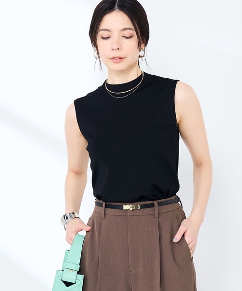 NOLLEY’S Sophi(ノーリーズソフィ)の「《手洗い可能》マルチファンクションハイネックノースリーブプルオーバー(ニット/セーター・レディース・オレンジ/ライトグリーン/ホワイト/ブラック/カーキ・38)」の14枚目の写真