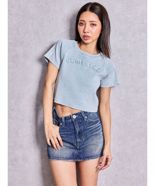 GYDA(ジェイダ)の「GEMYNTAR patchブリーチトップス(Tシャツ/カットソー・レディース・ライトブルー/ブラック・FREE)」の8枚目の写真