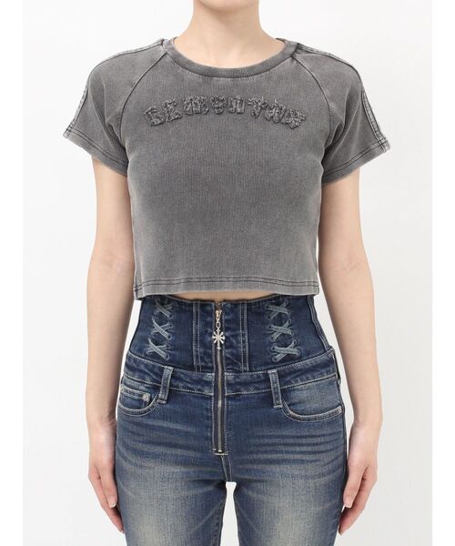 GYDA(ジェイダ)の「GEMYNTAR patchブリーチトップス(Tシャツ/カットソー・レディース・ライトブルー/ブラック・FREE)」の13枚目の写真