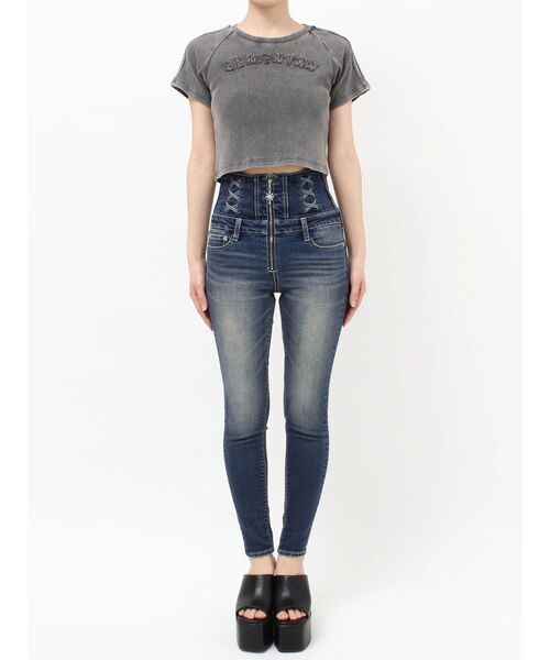 GYDA(ジェイダ)の「GEMYNTAR patchブリーチトップス(Tシャツ/カットソー・レディース・ライトブルー/ブラック・FREE)」の20枚目の写真