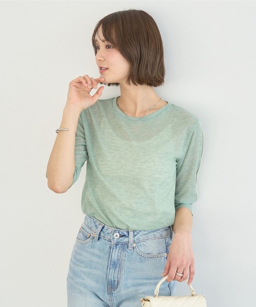 earth music&ecology(アースミュージックアンドエコロジー)の「ハイショクメロートップス(Tシャツ/カットソー・レディース・ブラック/オフホワイト/ベージュ/ライトグリーン・FREE)」の18枚目の写真