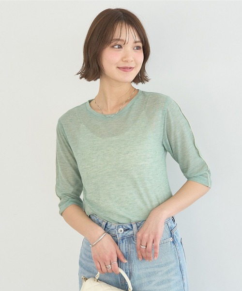 earth music&ecology(アースミュージックアンドエコロジー)の「ハイショクメロートップス(Tシャツ/カットソー・レディース・ブラック/オフホワイト/ベージュ/ライトグリーン・FREE)」の19枚目の写真