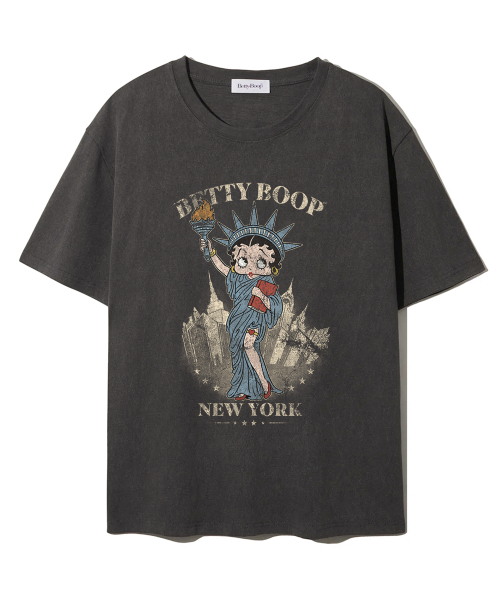 CNVS(ベティ ブープ)の「ベティブープインニューヨークオーバーサイズ半袖Tシャツ_チャコール(Tシャツ/カットソー・レディース・チャコール・ONE)」の2枚目の写真