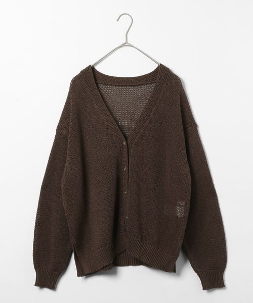 GLOBAL WORK（グローバルワーク）の「ペーパーヤーンニットカーディガン長袖/646688（カーディガン/ボレロ・レディース・ライトブルー/ナチュラル/ダークブラウン/カーキ系・LARGE/MEDIUM）」の2枚目の写真