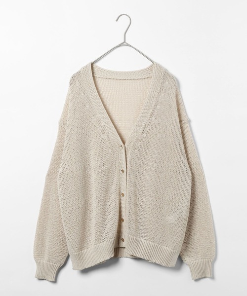 GLOBAL WORK（グローバルワーク）の「ペーパーヤーンニットカーディガン長袖/646688（カーディガン/ボレロ・レディース・ライトブルー/ナチュラル/ダークブラウン/カーキ系・LARGE/MEDIUM）」の3枚目の写真