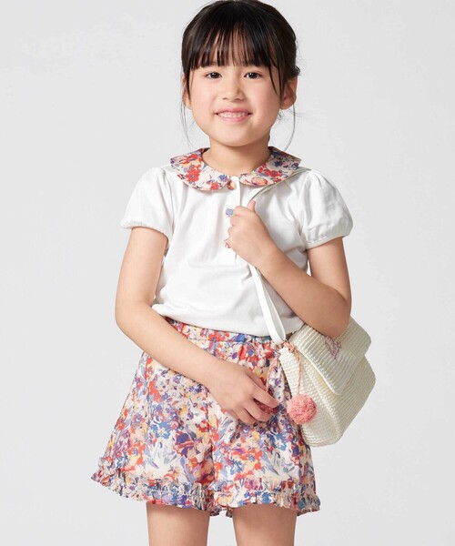 BeBe(ベベ)の「【お揃い】【DEVEAUX】ローンフラワープリントフリルショートパンツ(90~140cm)(その他パンツ・キッズ・レッド系その他・110cm/130cm/120cm/140cm)」の12枚目の写真