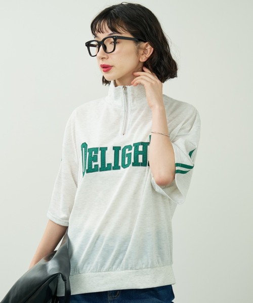 A.D.C.L.(エーディーシーエル)の「ロゴ刺繍&ライン ハーフジッププルオーバー(Tシャツ/カットソー・レディース・グリーン/ブルー・M/L)」の5枚目の写真