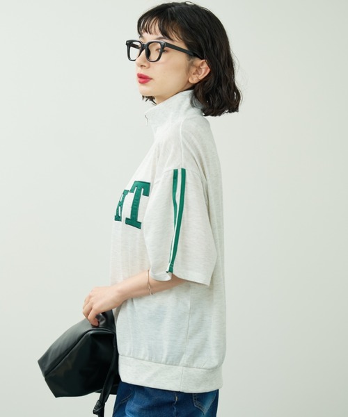 A.D.C.L.(エーディーシーエル)の「ロゴ刺繍&ライン ハーフジッププルオーバー(Tシャツ/カットソー・レディース・グリーン/ブルー・M/L)」の6枚目の写真