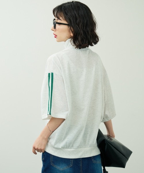 A.D.C.L.(エーディーシーエル)の「ロゴ刺繍&ライン ハーフジッププルオーバー(Tシャツ/カットソー・レディース・グリーン/ブルー・M/L)」の7枚目の写真