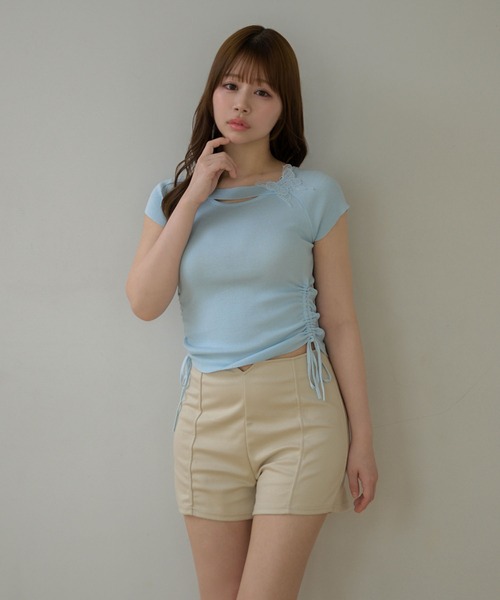 M DOLLY（エムドリー）の「Butterfly iris knit tops/バタフライアイリス ニットトップス（ニット/セーター・レディース・ライトブルー/ミント/ピンク・FREE）」の11枚目の写真
