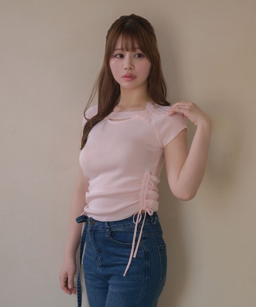 M DOLLY（エムドリー）の「Butterfly iris knit tops/バタフライアイリス ニットトップス（ニット/セーター・レディース・ライトブルー/ミント/ピンク・FREE）」の17枚目の写真