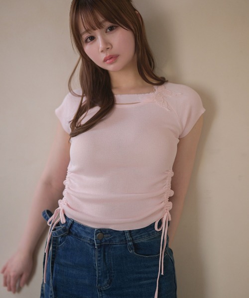 M DOLLY（エムドリー）の「Butterfly iris knit tops/バタフライアイリス ニットトップス（ニット/セーター・レディース・ライトブルー/ミント/ピンク・FREE）」の18枚目の写真