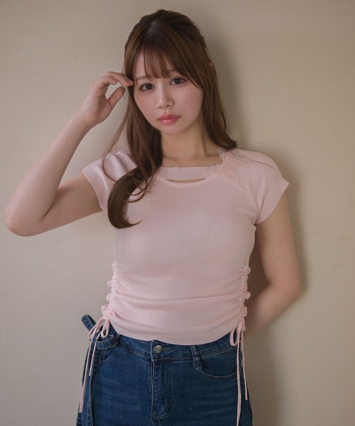 M DOLLY（エムドリー）の「Butterfly iris knit tops/バタフライアイリス ニットトップス（ニット/セーター・レディース・ライトブルー/ミント/ピンク・FREE）」の20枚目の写真