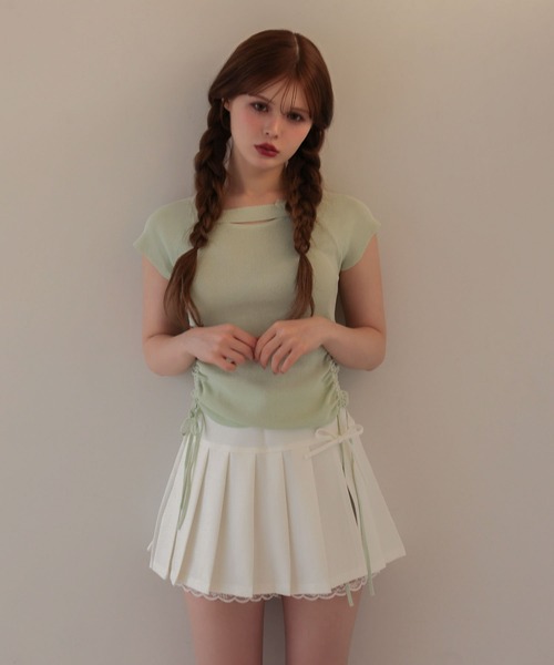 M DOLLY（エムドリー）の「Butterfly iris knit tops/バタフライアイリス ニットトップス（ニット/セーター・レディース・ライトブルー/ミント/ピンク・FREE）」の5枚目の写真