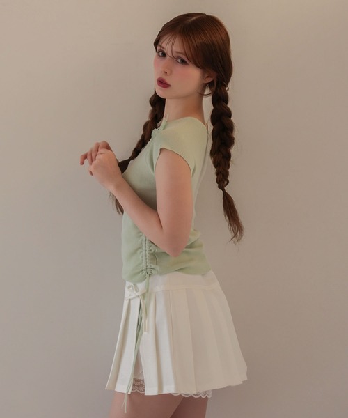 M DOLLY（エムドリー）の「Butterfly iris knit tops/バタフライアイリス ニットトップス（ニット/セーター・レディース・ライトブルー/ミント/ピンク・FREE）」の6枚目の写真