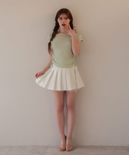 M DOLLY（エムドリー）の「Butterfly iris knit tops/バタフライアイリス ニットトップス（ニット/セーター・レディース・ライトブルー/ミント/ピンク・FREE）」の9枚目の写真