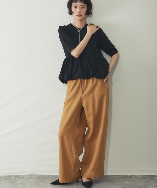 ANOTHER S(アナザーエス)の「綿リネンドロストワイドパンツ(その他パンツ・レディース・チャコールグレー/レッド/キャメル・FREE)」の20枚目の写真