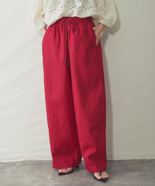 ANOTHER S(アナザーエス)の「綿リネンドロストワイドパンツ(その他パンツ・レディース・チャコールグレー/レッド/キャメル・FREE)」の11枚目の写真