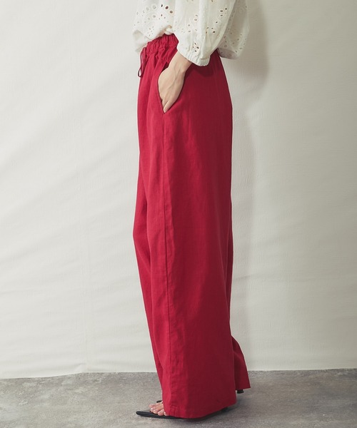 ANOTHER S(アナザーエス)の「綿リネンドロストワイドパンツ(その他パンツ・レディース・チャコールグレー/レッド/キャメル・FREE)」の7枚目の写真