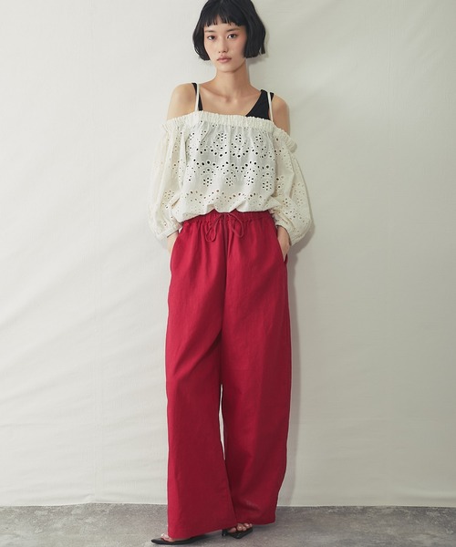 ANOTHER S(アナザーエス)の「綿リネンドロストワイドパンツ(その他パンツ・レディース・チャコールグレー/レッド/キャメル・FREE)」の13枚目の写真