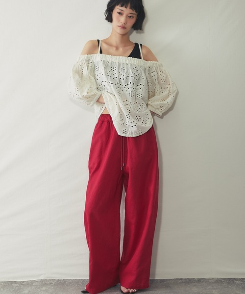 ANOTHER S(アナザーエス)の「綿リネンドロストワイドパンツ(その他パンツ・レディース・チャコールグレー/レッド/キャメル・FREE)」の15枚目の写真