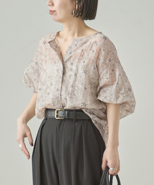 journal standard L'essage(ジャーナルスタンダードレサージュ)の「《追加2》オーガンジーニュアンスノーカラーシャツ(シャツ/ブラウス・レディース・ブラック/ブルー系その他/ブラウン系その他/ホワイト・FREE)」の3枚目の写真