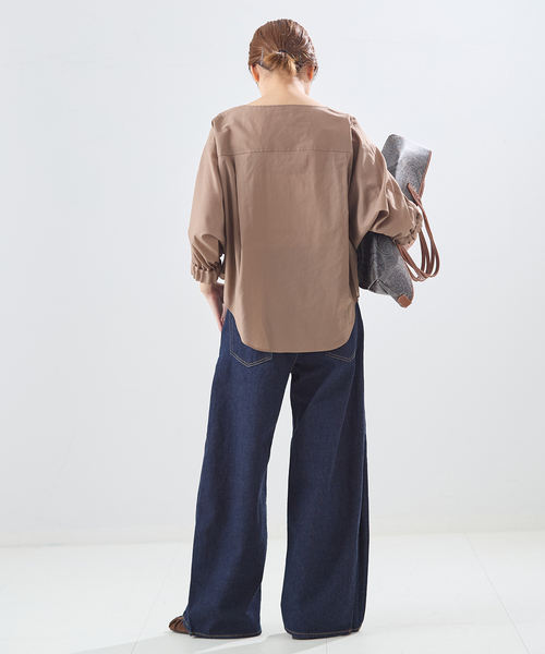 journal standard L'essage(ジャーナルスタンダードレサージュ)の「《追加2》オーガンジーニュアンスノーカラーシャツ(シャツ/ブラウス・レディース・ブラック/ブルー系その他/ブラウン系その他/ホワイト・FREE)」の5枚目の写真