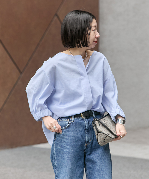 journal standard L'essage(ジャーナルスタンダードレサージュ)の「《追加2》オーガンジーニュアンスノーカラーシャツ(シャツ/ブラウス・レディース・ブラック/ブルー系その他/ブラウン系その他/ホワイト・FREE)」の14枚目の写真
